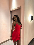 Sexy Burgundy Strap Mini Birthday Party Dress Prom Dress HZ1024