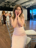 Mermaid Strap Pink Sweetheart Long Formal Prom Dress Evening Gown HZ1024