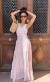 Round Neck Sleeveless Lace Sweetheart A-Line Pink Long Prom Dress HZ1024