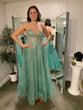 Classic Long Spaghetti Strap A-Line Formal Prom Dress Evening Gown HZ1024