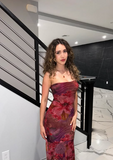 Sexy Strapless Printed Tube Top Bodycon Mermaid Long Prom Dress Evening Dress HZ1024