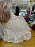 Sweet light pink princess dress sweetheart neckline bow tail A-line prom dress evening dress HZ1024