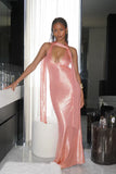 Sexy Pink Low Cut Backless Mermaid Long Prom Dress Evening Dress HZ1024