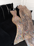 Gorgeous Shiny Beaded Exquisite Embroidery Mermaid Long Evening Dress Prom Dresses HZ1024