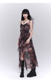 Fashion Vintage Butterfly irregular Dress Brim Design Spaghetti Strap Dress HZ1024