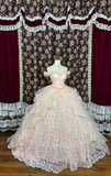 Elegant Sweetheart Beaded Off-the-shoulder Sweet 16 Quinceanera Strapless A-Line Floor-length Prom Dress Evening Dress Ball Gown HZ1024