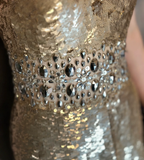 Retro Golden V-neck Sparkling Beaded Sequin Design A-line Short Homecoming Dress HZ1024