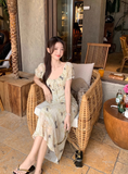 New Fashion Butterfly Design Short Sleeve Casual Floral Dress HZ1024