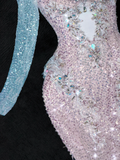 Vintage Shiny Pink Sequined Sweetheart Design Mermaid Prom Dress Evening Dress HZ1024