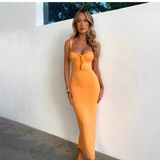 Women New Simple Fashion Slim-fit Spaghetti Strap Dress HZ1024