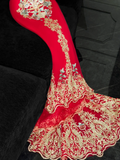Retro Sparkling Beaded Sequin Mermaid Design Exquisite Embroidery Wedding Outfit Evening Dress Prom Dresses HZ1024