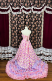Gorgeous Applique Floral Sweet 16 Quinceanera Strapless A-Line Floor-length Tiered Prom Dress Evening Dress Ball Gown HZ1024
