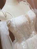 Lovely A-Line Tulle Lace Knee Length Prom Dress, Ivory Off the Shoulder Party Dress HZ1024