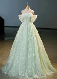 Green Tulle and Lace Long Formal Dress, Green Party Dress Prom Dress HZ1024