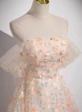 Beautiful A-line Off Shoulder Flowers Lace Formal Dress, Long Prom Dress HZ1024
