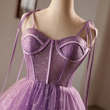 Light Purple Knee Length Straps Party Dress, Light Purple Homecoming Dress HZ1024