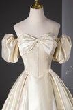 Elegant Gold Glitter Long Prom Dresses, Beautiful Off the Shoulder Formal Dresses HZ1024