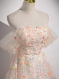 Lovely Three-dimensional Floral Floor Length Prom Dress, Off the Shoulder Evening Party Dress HZ1024