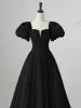 Lovely Satin Floor Length Short Sleeves Party Dress, A-Line Evening Party Dress HZ1024