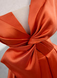 Spaghetti Straps Orange Satin Prom Formal Dress, A-Line Floor Length Evening Dress HZ1024
