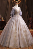 Purple Tulle Sequins Long Prom Dress, A-Line Evening Dress HZ1024