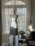 Chic Gray Beading Appliques A-line V-neck Tiered Party Dresses Homecoming Dresses, HZ1024
