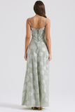 Vintage Floral Jacquard Spaghetti Strap Design Prom Dress Evening Dress HZ1024
