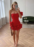 Vintage 3D Flowers Off-the-shoulder Design A-line Homecoming Dress HZ1024